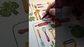 How to draw kitchen utensils using Pitt Artist Pen Fineliners [upl. by Aemat129]