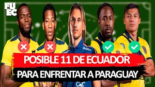 POSIBLE 11 de ECUADOR 🇪🇨 para ENFRENTAR a PARAGUAY 🇵🇾 [upl. by Ahseikal]