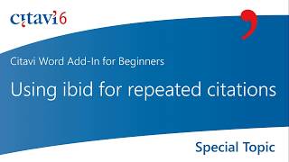 Citavi 6 Word AddIn Using ibid for repeated citations 29 [upl. by Francisco]