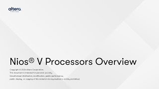 Nios® V Processors Overview [upl. by Namolos697]