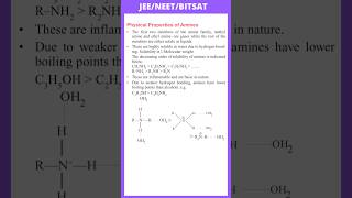 Physical Properties of Amines  Amines  JEE  NEET  BITSAT [upl. by Anirak173]