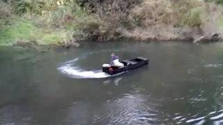 Homemade wooden flat bottom boat video with an outboard motor 25 hp [upl. by Osnofedli268]