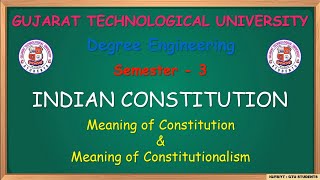 INDIAN CONSTITUTION  Meaning of Constitution amp Meaning of Constitutionalism [upl. by Areehs]