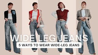 5 Ways To Wear Wide Leg Jeans 20 Outfit Ideas [upl. by Karlee]