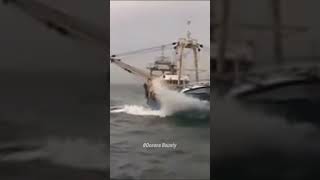 Sailboats Close Call—Fishing Boat Collision 🚤💥 boatfails shipfail boating badboats crash [upl. by Carolynn]