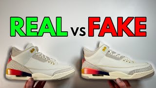 REAL VS FAKE J BALVIN NIKE AIR JORDAN 3 SUNSET MEDELLIN COMPARISON [upl. by Aker911]