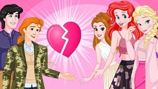 Disney Princesses Elsa Ariel Jasmine with Boyfriends  Valentines Chaos Love Games [upl. by Valenka]