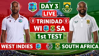 West Indies vs South Africa 1st Test Live Scores  WI vs SA 1st Test Day 3 Live Scores amp Commentary [upl. by Lacy547]