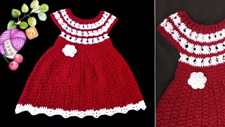 Free crochet dress pattern Crochet frock for 2 years baby girls [upl. by Elwira]