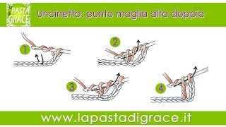 Tutorial uncinetto Punto Alto Doppio o maglia alta doppia [upl. by Amadus]