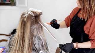 How To Babylights amp Balayage Hair Salon Color Tutorial  Single Service Transformation [upl. by Trubow]