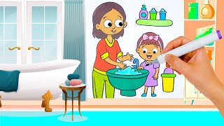 Let’s Color Along with the Wash Your Hands Song  SingAlong amp Coloring kidssongs coloring [upl. by Nilde571]