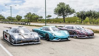 Forza Horizon 5 Drag race Koenigsegg One1 vs Agera RS vs Regera [upl. by Htebirol]