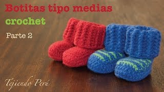 Botas tipo medias tejidas a crochet para bebes Parte 2 [upl. by Tremaine320]