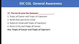 General Awareness  SSC CGL  SSC CHSL  SSC MTS  FCI [upl. by Kinnon537]