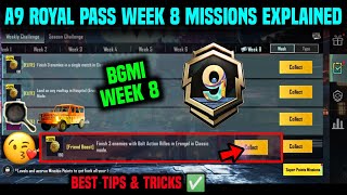 BGMI WEEK 8 MISSIONS  A9 WEEK 8 MISSION  WEEK 8 MISSION BGMI  A9 RP MISSION WEEK 8 EXPLAINED [upl. by Enogitna]