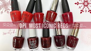 ❤️OPI MOST ICONIC REDS❤️ LIVE SWATCH ON REAL NAILS [upl. by Wilkens663]