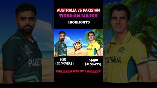 Australia vs Pakistan third odi match highlights  Pakistan vs Australia third odi match highlights [upl. by Anima42]