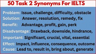 50 Most Commonly Used Words with Synonyms in IELTS Writing Task 2 [upl. by Haidadej]