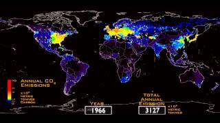 Timelapse history of global CO2 emissions by humans 17512008 [upl. by Heshum]