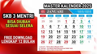 FREE DOWNLOAD MASTER KALENDER 2025 SUDAH SAMA DENGAN SKB 3 MENTRI KALENDER JAWA KALENDER HIJRIYAH [upl. by Ahsenot]