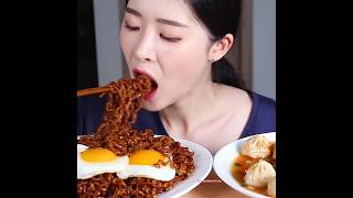 Black Bean Noodles amp Eggs with Dumplings ❤️😋 asmr mukbang blackbeannoodles eggs Fumeyamyam [upl. by Natie]