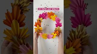 DIY simple leaf wreath fall wreath diy paperleaf paperleaftutorial papercraft fallcraft paper [upl. by Mateya322]