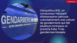 Carquefou un conducteur refusant d’obtempérer percute volontairement une voiture de gendarmerie [upl. by Bronk]