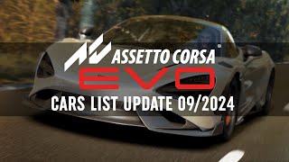 Assetto Corsa Evo cars list  September 2024 update [upl. by Bevvy]