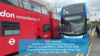 Full Journey  11590  Around Aldershot  Coastliner 700  ADL Enviro400 MMC  YX23OPS [upl. by Enaffit]