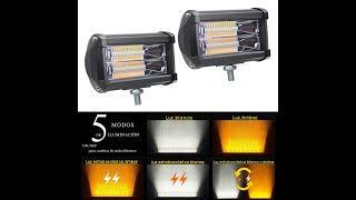 2 Faros Barras 72w Bicolor 5 Funciones Estrobo Moto Jeep 4x4 [upl. by Atled]