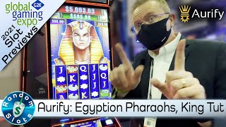 Egyptian Pharaohs King Tut Slot Machine Preview by Aurify at G2E2021 [upl. by Wendall]