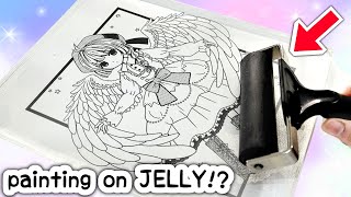 PAINTING on clear JELLY SQUISHY viral tik tok art gelliprinting [upl. by Thibault]