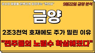 금양 주가전망💥2조3000억 호재공시에도 주가 밀린 진짜 이유quot쩐주들의 노림수 이번에 확실해졌습니다quot [upl. by Rillings]