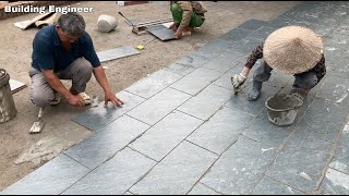 Traditional Craft Techniques of Master Workers Building Ceramic Bricks on a Wonderful Courtyard [upl. by Cornell]