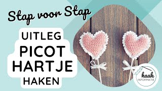 Haakpatroon Picot Hartje  Hartje Haken  Haakinformatienl [upl. by Nivel]