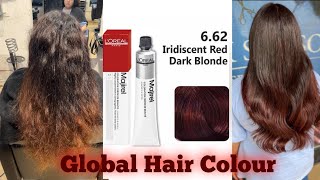 How To Global Hair Colour  662 Loreal  426 Loreal  Iridescent Red Dark Blonde  Tutorial [upl. by Kirima]