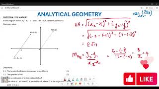 ANALYTICAL GEOMETRY GRADE 10 EXAM QUESTION  KZN 2022 [upl. by Ddene]