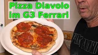 Pizza Diavolo im Pizzaofen G3 Ferrari [upl. by Nekciv776]