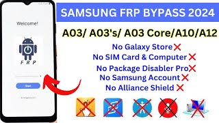 Samsung A03 A03s A03 Core FRP Bypass Without PC Android 12 Google Account ✅ Gmail Lock 2024 [upl. by Hgielrahc]