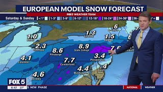 DC Snow Forecast Potential weekend storm likely to bring snow cold rain or mix of both [upl. by Idihc]