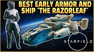 Starfield  How To Get The BEST Early Game Armor And Ship The Razorleaf [upl. by Anida329]