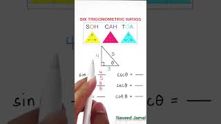 SOH  CAH  TOA Six Trigonometrics Ratio trigonometry sohcahtoa righttriangles maths shorts [upl. by Fezoj]