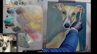 Dog Portrait Commission Oil Painting Timelapse from Live Stream [upl. by Etan]