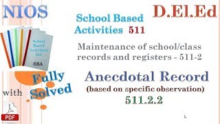 51122 Anecdotal Record based on specific observation [upl. by Nylacaj]