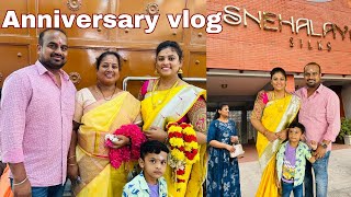 5th anniversary celebration vlogkundrathur Murugan templevisiting snehalaya silks [upl. by Dnana]