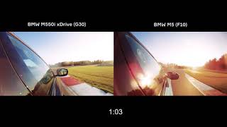 BMW M5 F10 vs BMW M550i xDrive G30 Time Attack [upl. by Lyrahs]