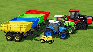 TRANSPORT JDEERE amp JCB amp CLASS amp MCCORMICK TRACTORS  CANOLA HARVEST w FLATBED TRAILER  FS 22 01 [upl. by Disario202]