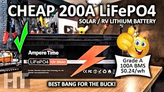 Ampere Time Li Time 12v 200ah LiFePO4 RV  Off Grid Solar Battery Review [upl. by Terrijo516]