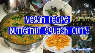 VEGAN RECIPE BUTTERNUT SQUASH CURRY  Vlog November 20th [upl. by Ardrey]